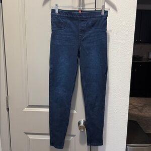 Spanx jeanish leggings super skinny jeggings pull on blue dark wash jeans S